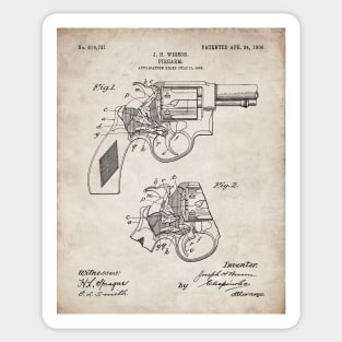 Hand Gun Revolver Patent - Gun Loving Self Defense Art - Antique Sticker